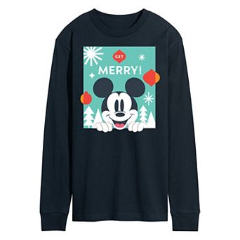 Disney's Men's Mickey Mouse Get Merry Long-sleeved Tee