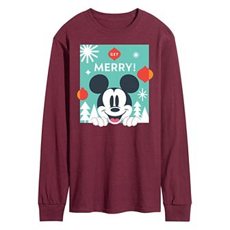 Disney's Men's Mickey Mouse Get Merry Long-sleeved Tee