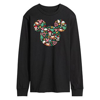 Disney's Men's Mickey Mouse Silhouette Christmas Long-sleeved Tee