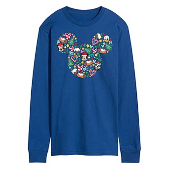 Disney's Men's Mickey Mouse Silhouette Christmas Long-sleeved Tee