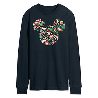 Disney's Men's Mickey Mouse Silhouette Christmas Long-sleeved Tee