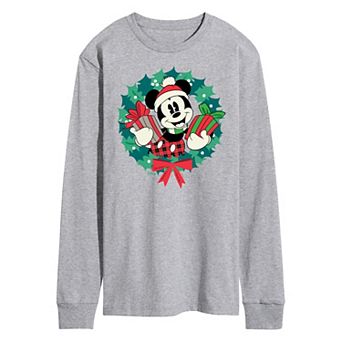 Disney's Men's Mickey Mouse Wreath Long-sleeved Tee