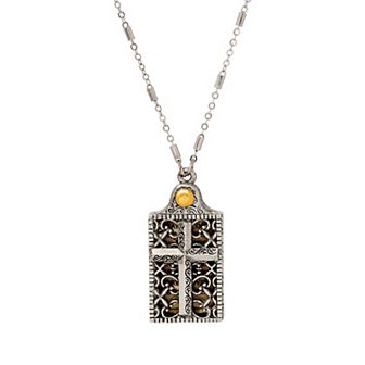Symbols Of Faith Silver Tone Prayer Cross Locket Pendant Necklace