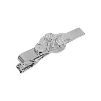 Symbols of Faith Men's Silver Tone Angel Tie Bar Clip