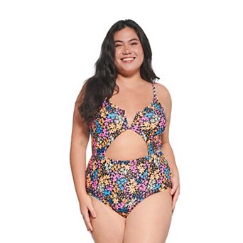 Juniors' Plus Size Ninety-Nine° V-Wire One-Piece Swimsuit