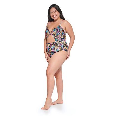 Juniors' Plus Size Ninety-Nine° V-Wire One-Piece Swimsuit