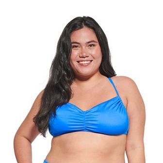 Juniors' Plus Size Ninety-Nine° Shirred Swim Bikini Top