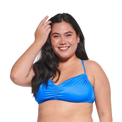 Juniors' Plus Size Ninety-Nine° Shirred Swim Bikini Top