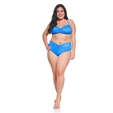 Juniors' Plus Size Ninety-Nine° Shirred Swim Bikini Top