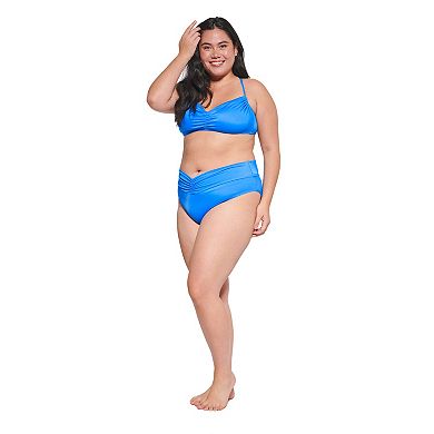 Juniors' Plus Size Ninety-Nine° Shirred Swim Bikini Top
