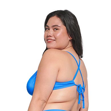 Juniors' Plus Size Ninety-Nine° Shirred Swim Bikini Top