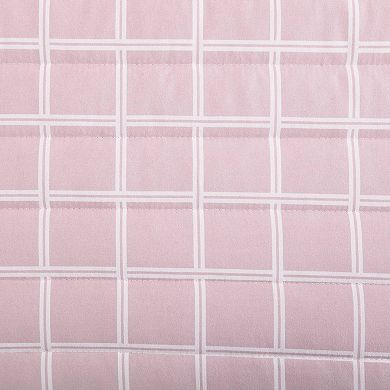 City Scene Woven Grid Pink Quilt Set with Shams