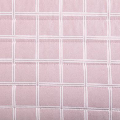 City Scene Woven Grid Pink Quilt Set