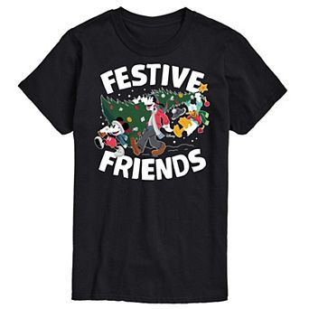 Disney's Mickey Mouse & Friends Men's Festive Friends Graphic Tee