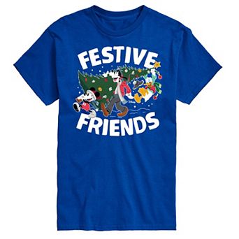 Disney's Mickey Mouse & Friends Men's Festive Friends Graphic Tee