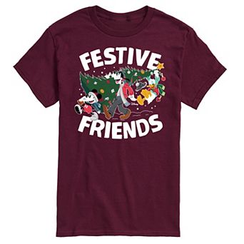 Disney's Mickey Mouse & Friends Men's Festive Friends Graphic Tee