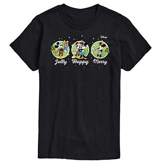 Disney's Mickey & Minnie Mouse Men's Jolly Happy Merry Graphic Tee
