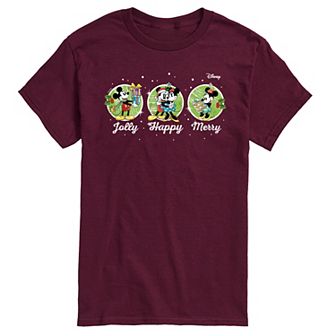 Disney's Mickey & Minnie Mouse Men's Jolly Happy Merry Graphic Tee