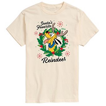 Disney's Mickey Mouse & Friends Pluto Men's Santa's Favorite Reindeer Graphic Tee