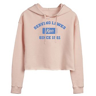 Juniors' Barbie Ken Serving Lewks Cropped Graphic Hoodie