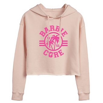 Juniors' Barbie Core Collegiate Cropped Graphic Hoodie