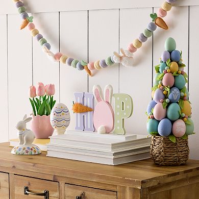 Celebrate Together Easter Pink Ceramic Egg Botanical Table Decor