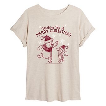 Disney's Winnie The Pooh Women's Merry Christmas Tee