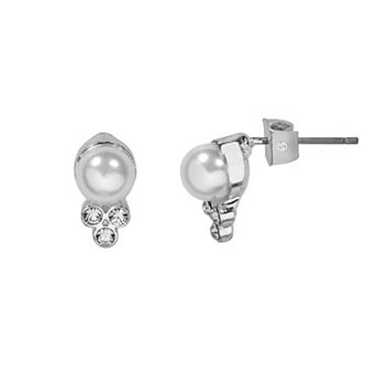 LC Lauren Conrad Faux Pearl & Crystal Stud Earrings