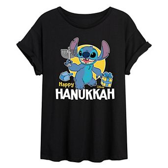 Disney's Lilo & Stitch Junior's Happy Hanukkah Oversized Tee
