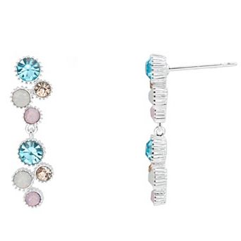 Brilliance Silver Tone Multi-Color Crystal Linear Drop Earrings