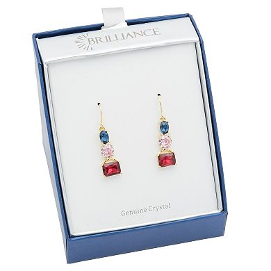 Brilliance Gold Tone Red, White, & Blue Crystal Drop Earrings