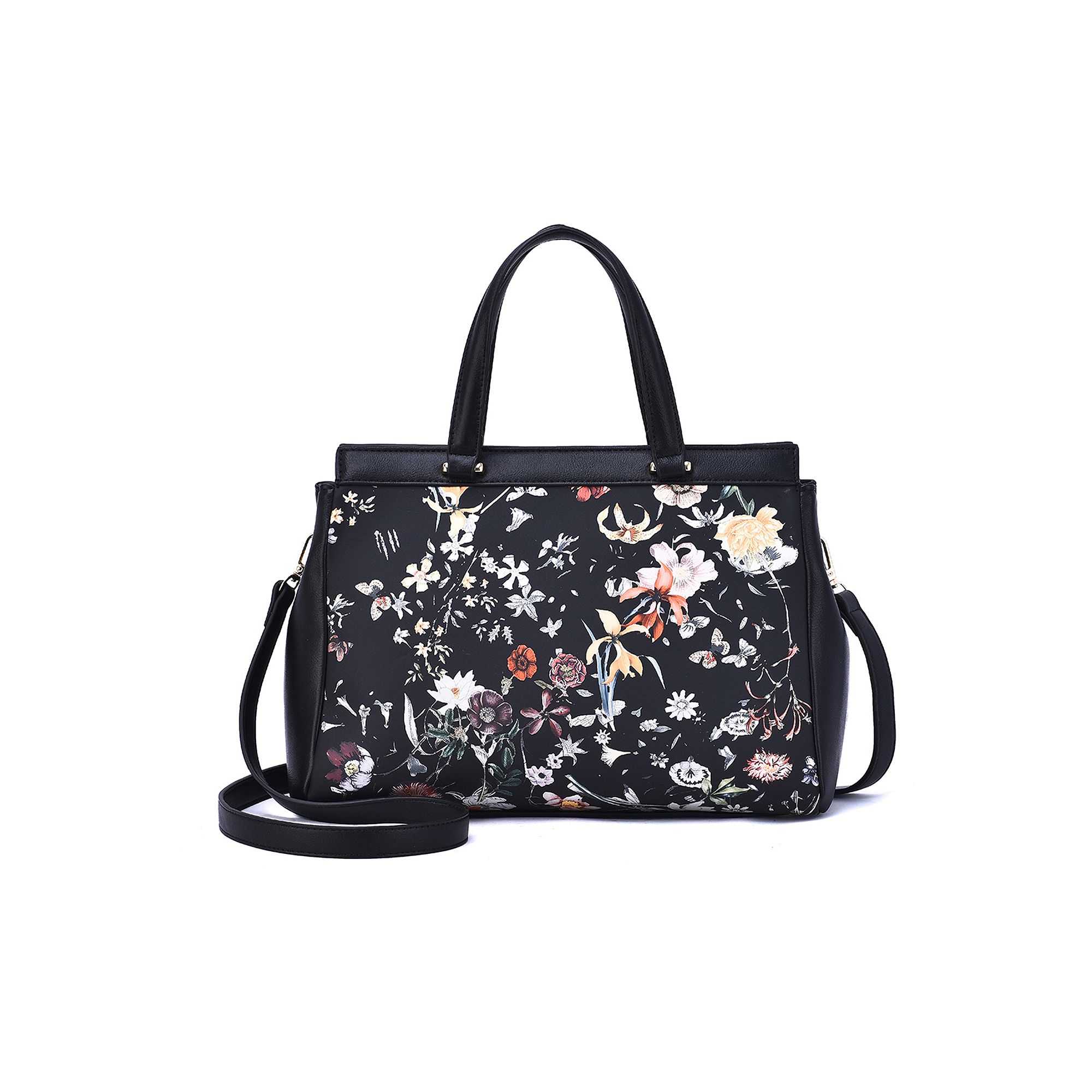Mellow World Stellan Floral Print Satchel Bag, Black