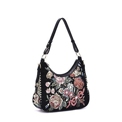 Mellow World Flower Shop Beaded Hobo Bag