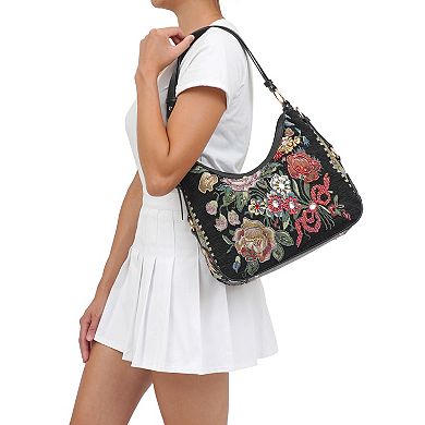 Mellow World Flower Shop Beaded Hobo Bag