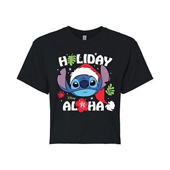 Disney's Lilo & Stitch Junior's Holiday Aloha Cropped Tee