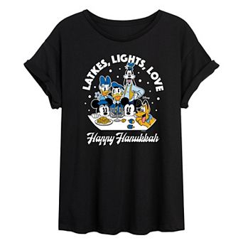 Disney's Mickey Mouse & Friends Juniors' Happy Hanukkah Oversized Tee