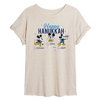 Disney's Mickey Mouse Juniors' Happy Hanukkah Oversized Tee