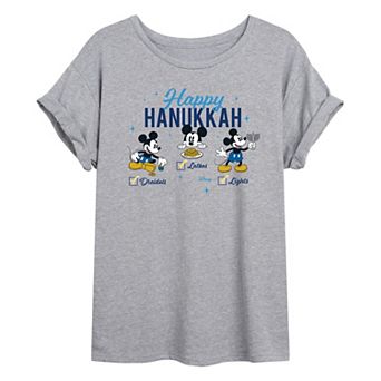 Disney's Mickey Mouse Juniors' Happy Hanukkah Oversized Tee