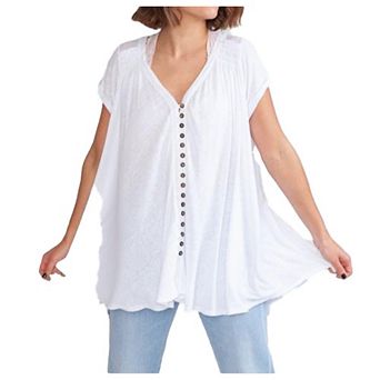 Colorful Cotton Tunic for Women, Oversized Button-Front Shirt, Cool and Casual Dressing for Summer
