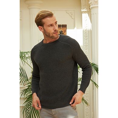 Men's Colorful Long-Sleeve Crewneck Sweaters - Midweight and Comfortable Chunky Knit Design