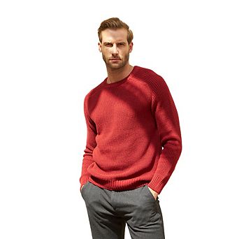Men's Colorful Long-Sleeve Crewneck Sweaters - Midweight and Comfortable Chunky Knit Design