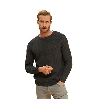 Men's Colorful Long-Sleeve Crewneck Sweaters - Midweight and Comfortable Chunky Knit Design
