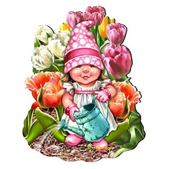 Blossom Gnome Dwarf Easter Wreath 24-Inch Door Decor by D. Gelsinger - Cheerful Springtime Decor