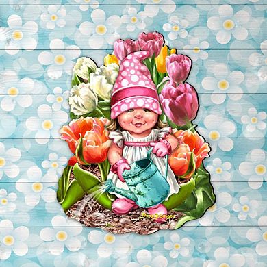 Blossom Gnome Dwarf Easter Wreath 24-Inch Door Decor by D. Gelsinger - Cheerful Springtime Decor