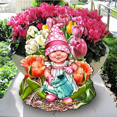 Blossom Gnome Dwarf Easter Wreath 24-Inch Door Decor by D. Gelsinger - Cheerful Springtime Decor