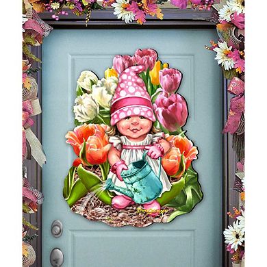 Blossom Gnome Dwarf Easter Wreath Door Decor by D. Gelsinger - Easter Spring Decor