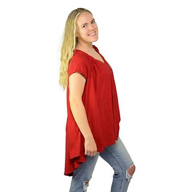 Women's Oversized Colorful Tunic in Cotton - Great for Summer Button-Front Detail, Flattering Swing Top