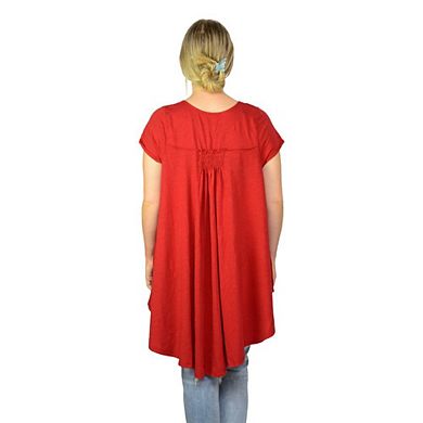 Women's Oversized Colorful Tunic in Cotton - Great for Summer Button-Front Detail, Flattering Swing Top