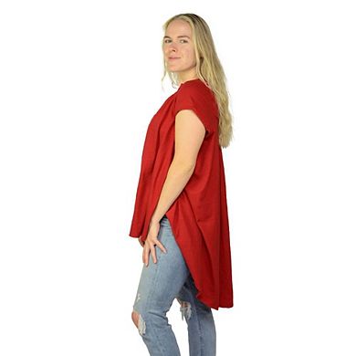 Women's Oversized Colorful Tunic in Cotton - Great for Summer Button-Front Detail, Flattering Swing Top