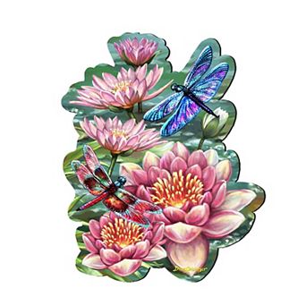Dragonflies & Water Lilies Handcrafted Wooden Wall and Decor by D. Gelsinger Wildlife Holiday Decor
